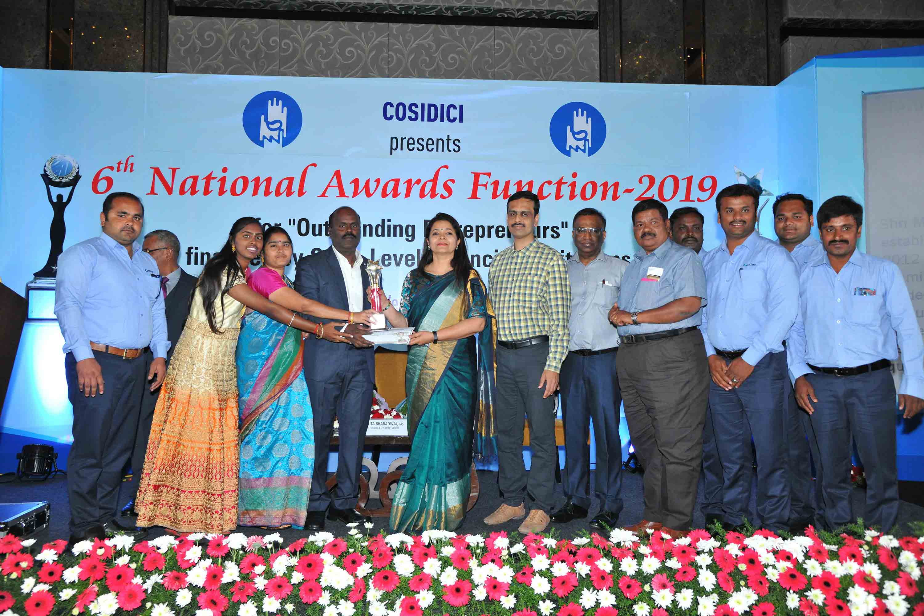  - Promoter of Excellent Hi-Care Pvt Ltd ,Villupuram, receiving Best First Generation Entrepreneur Award from COSIDICI during its National Awards 2019 Program held at Bengaluru